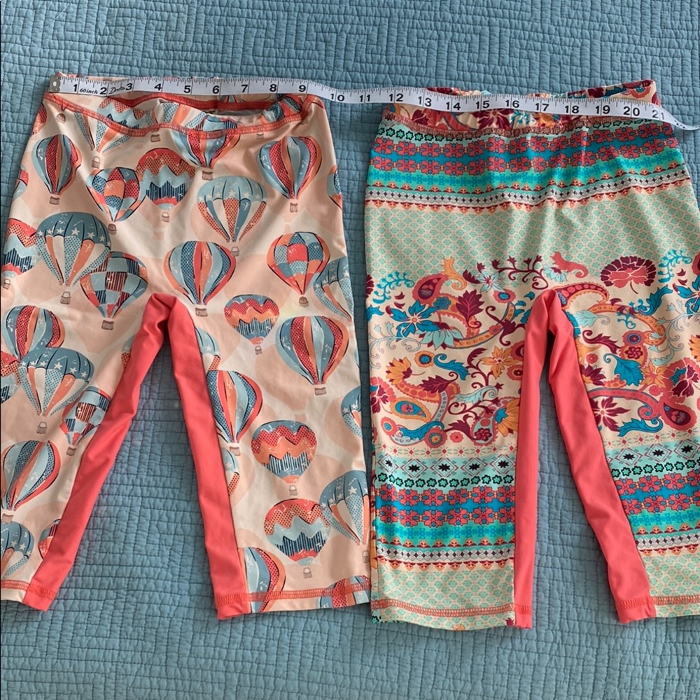 Two pair homemade Colorful Patterned kids pants (might be for swimming?)